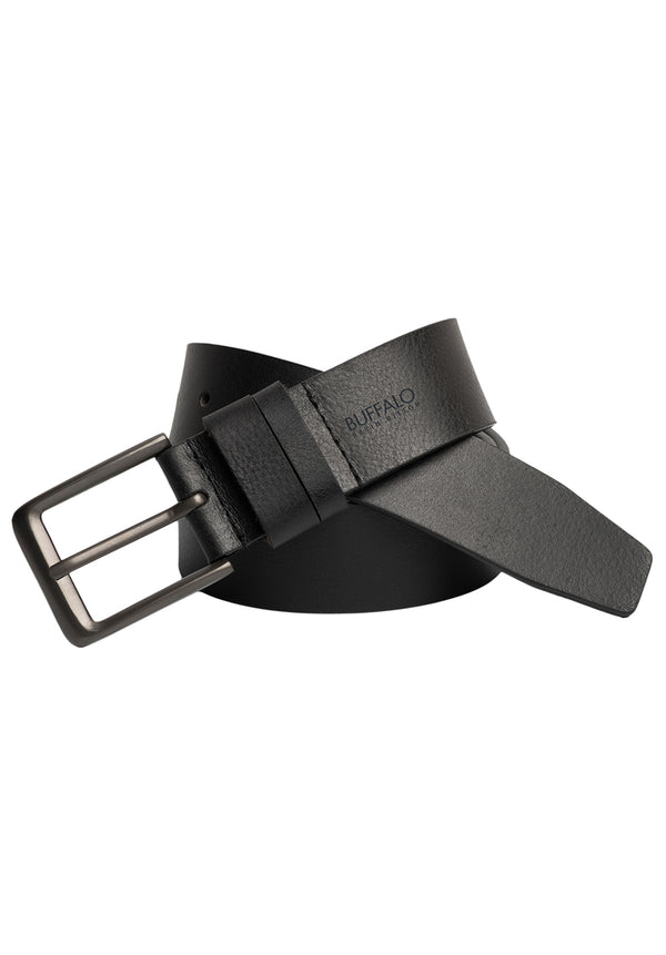 Buffalo David Bitton Full Grain Black Buffalo Leather Belt - BB1003C04 Color BLACK