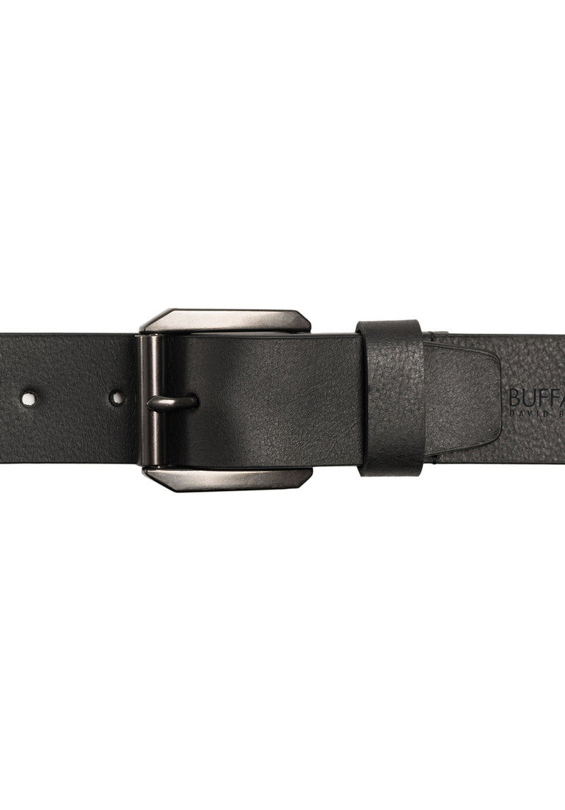 Buffalo David Bitton Full Grain Black Buffalo Leather Belt with Blackened Finish - BB1004C04 Color BLACK