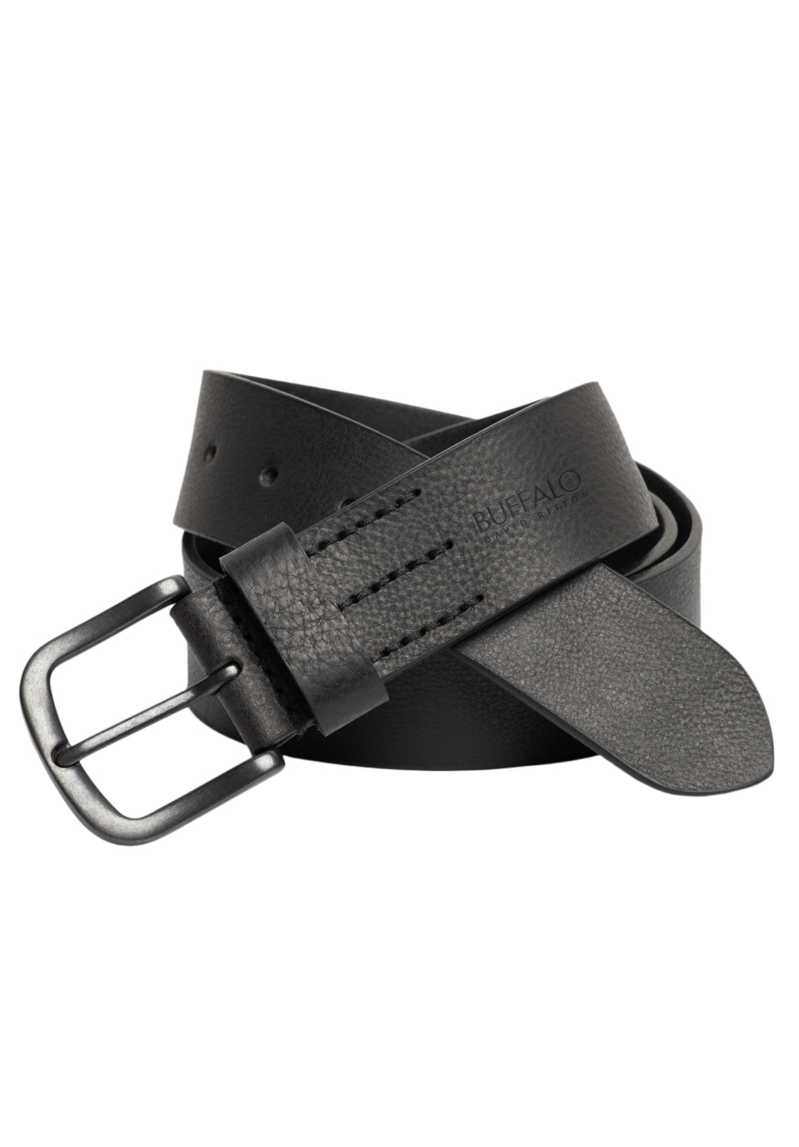 buffalo david bitton Shrunken Full Grain Black Buffalo Leather with Blackened Finish