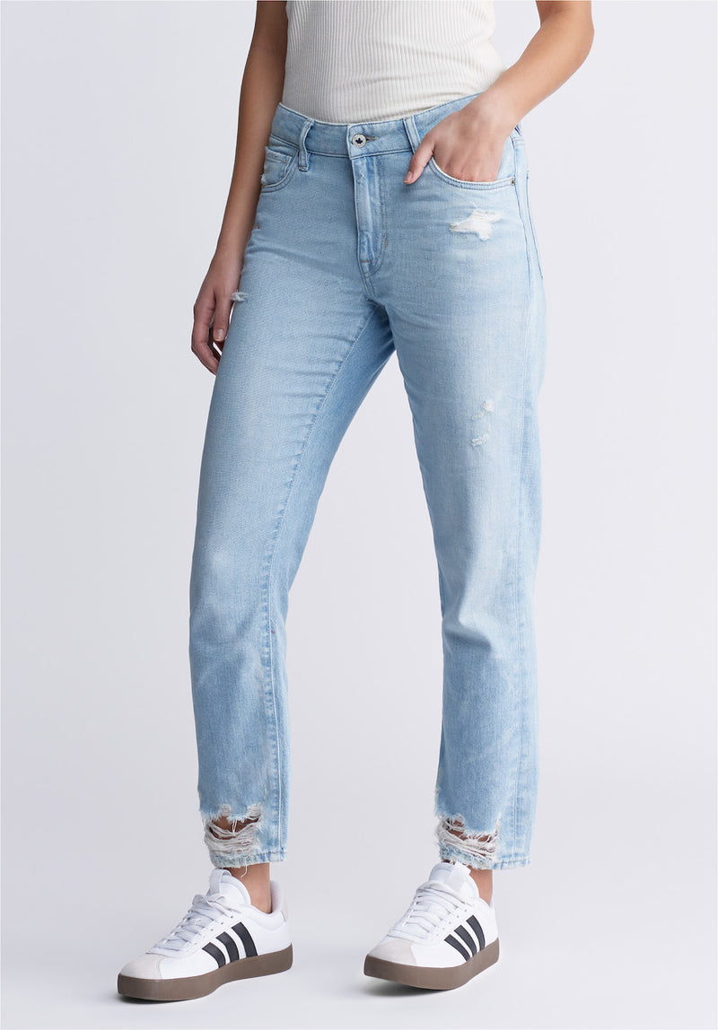 Buffalo David BittonRelaxed Boyfriend Madison Women's Jeans in Distressed Vintage - BL15924 Color INDIGO