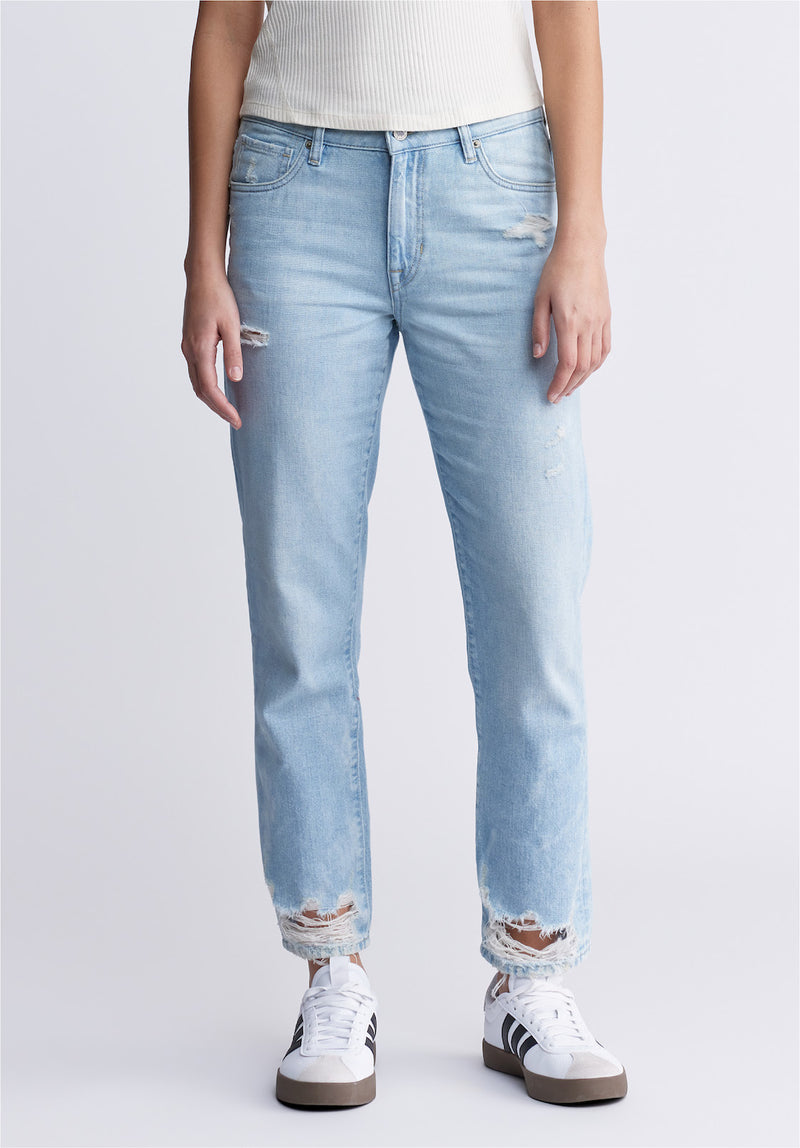 Buffalo David BittonRelaxed Boyfriend Madison Women's Jeans in Distressed Vintage - BL15924 Color INDIGO