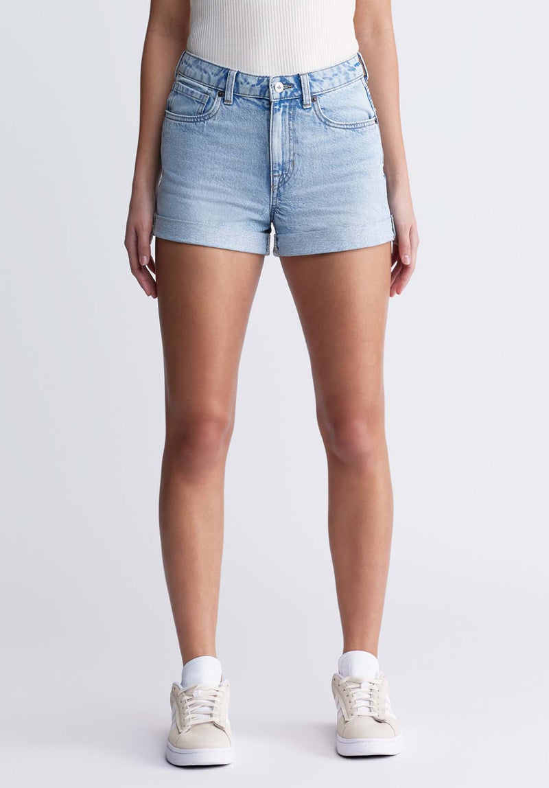 Buffalo David BittonGoldie Women's High Rise Shorts in Light Blue - BL15960 Color INDIGO