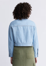 Buffalo David BittonTeagan Women's Boxy Denim Jacket in Bleached Blue - BL15967 Color INDIGO