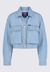 Buffalo David BittonTeagan Women's Boxy Denim Jacket in Bleached Blue - BL15967 Color 
