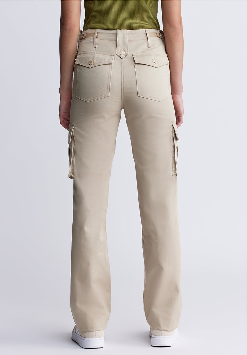 Buffalo David BittonHigh Rise Jane Women's Loose Straight Pants in Beige - BL15975 Color SAFARI