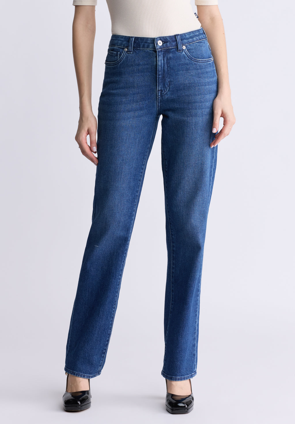 Jean droite Mary a taille mi haute pour femmes indigo contrastant B Buffalo Jeans CA