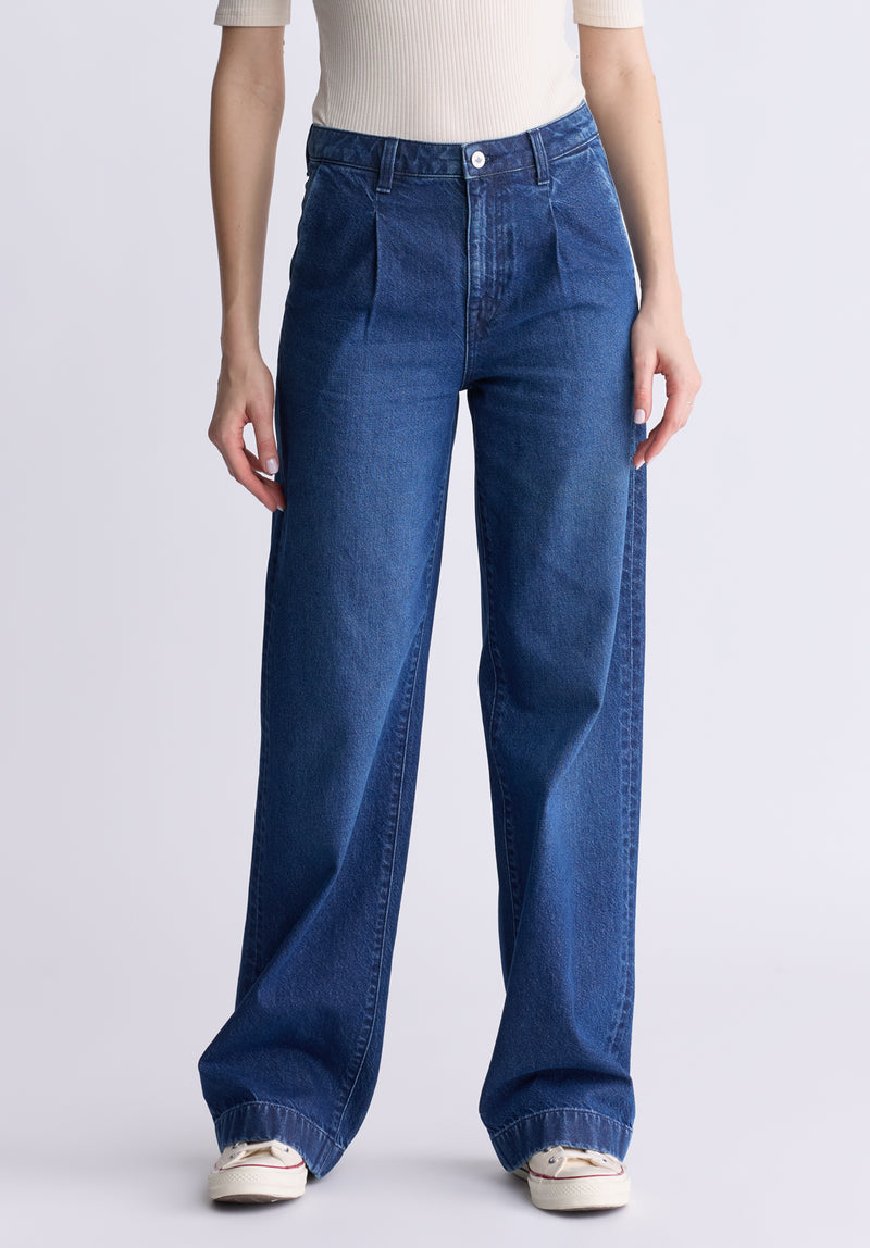 High Rise Wide Leg Addie Women s Jeans Contrasting Indigo Buffalo Jeans CA