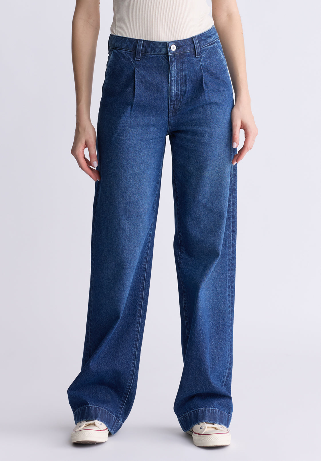 buffalo david bitton High Rise Wide Leg Addie Women's Jeans Contrasting Indigo
