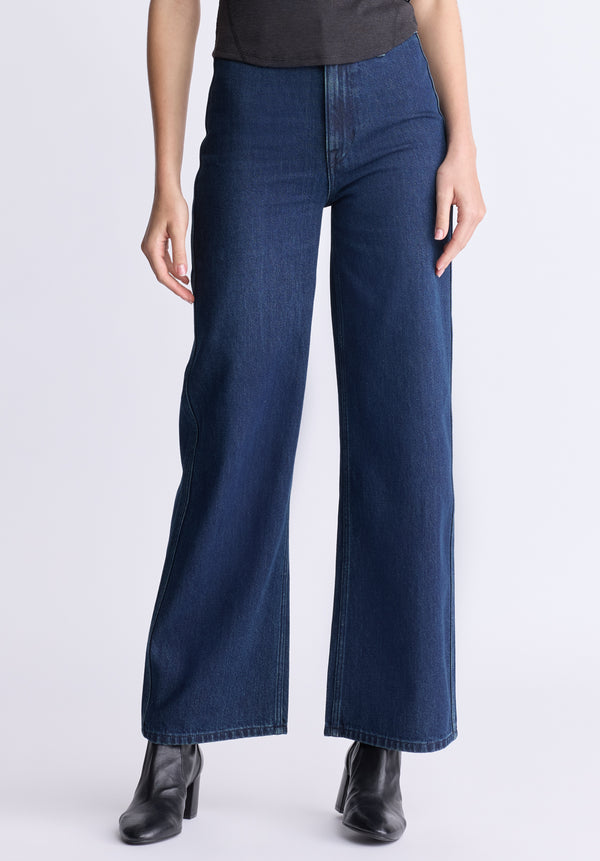 Jean Femme Taille Haute Et Jambes Larges - Denim Vintage, Faible élasticité, Coupe Ajustée, Entrejambe 80 Cm (taille 40) - 11