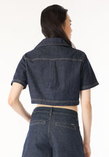 Selena Women's Boxy Cropped Shirt, Rinse Wash - BL16016