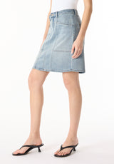 Sophia High Waist Mid Length Jean Skirt, Indigo - BL16022