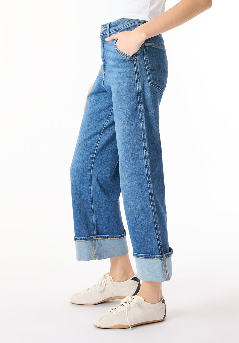 High Rise Wide Leg Cropped Addison Women's Jeans, Indigo Worn – Buffalo ...