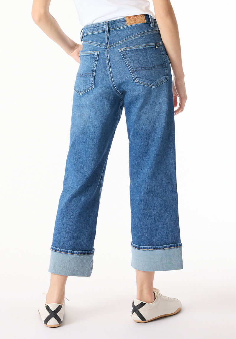 High Rise Wide Leg Cropped Addison Women's Jeans, Indigo Worn – Buffalo ...