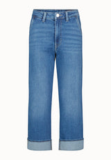 High Rise Wide Leg Cropped Addisson Women's Jeans, Indigo Worn - BL16047