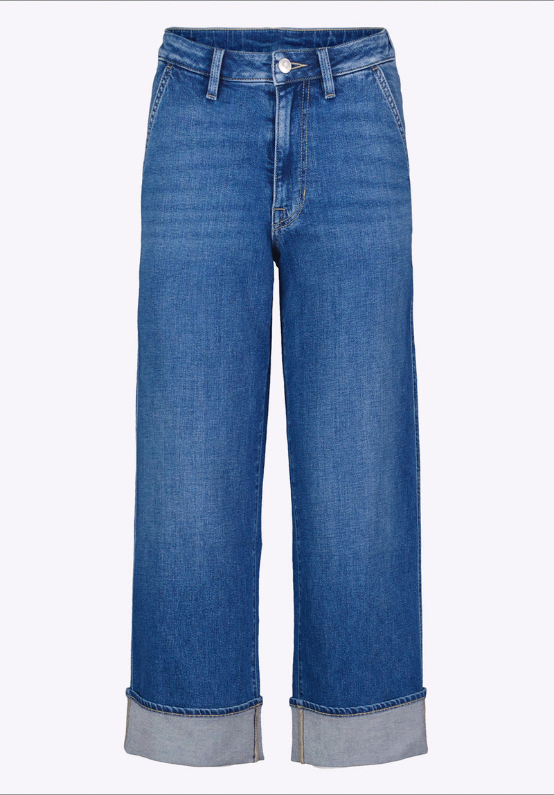 Buffalo David Bitton High Rise Wide Leg Cropped Addison Women's Jeans color INDIGO