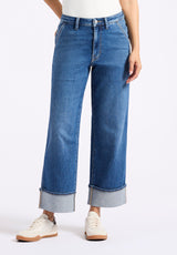 Buffalo David Bitton High Rise Wide Leg Cropped Addison Women's Jeans color INDIGO