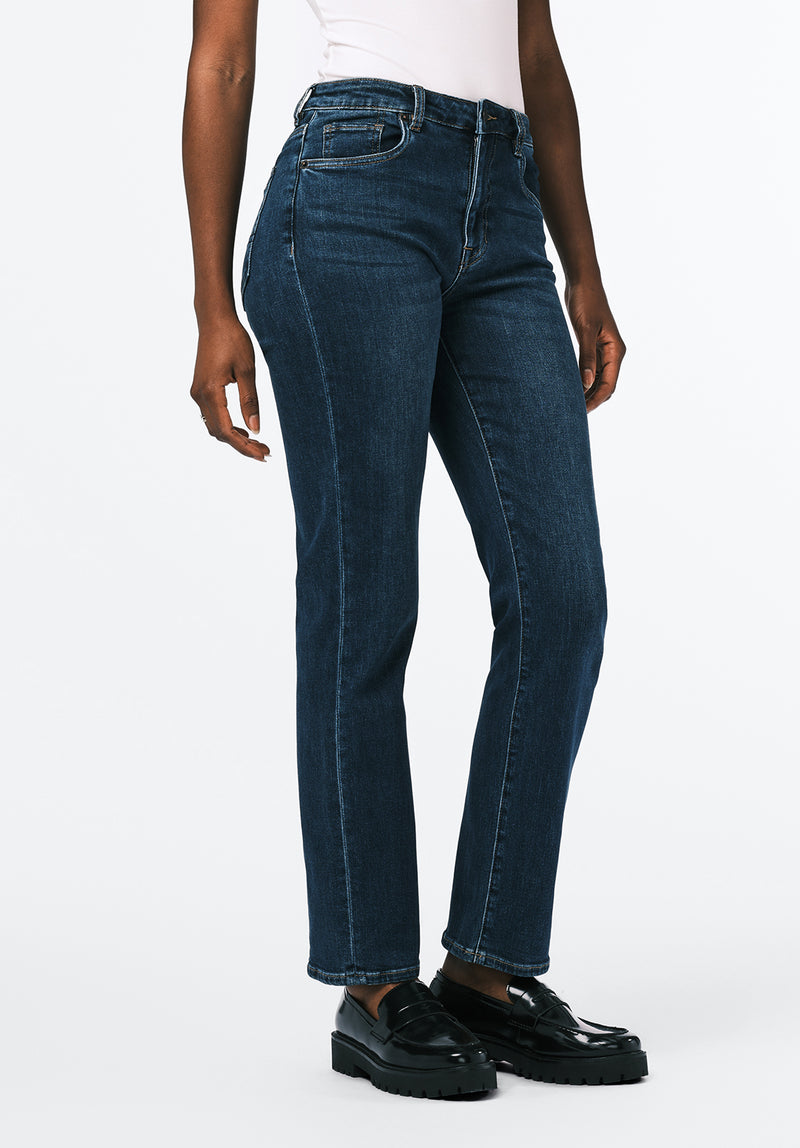 High Rise Straight Jayden Women's Jeans, Indigo Contrast - BL16062