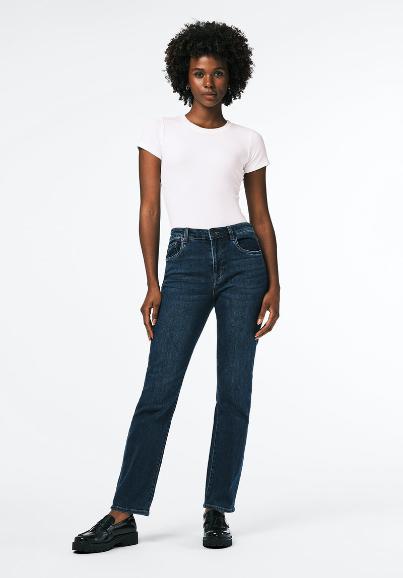 High Rise Straight Jayden Women's Jeans, Indigo Contrast - BL16062