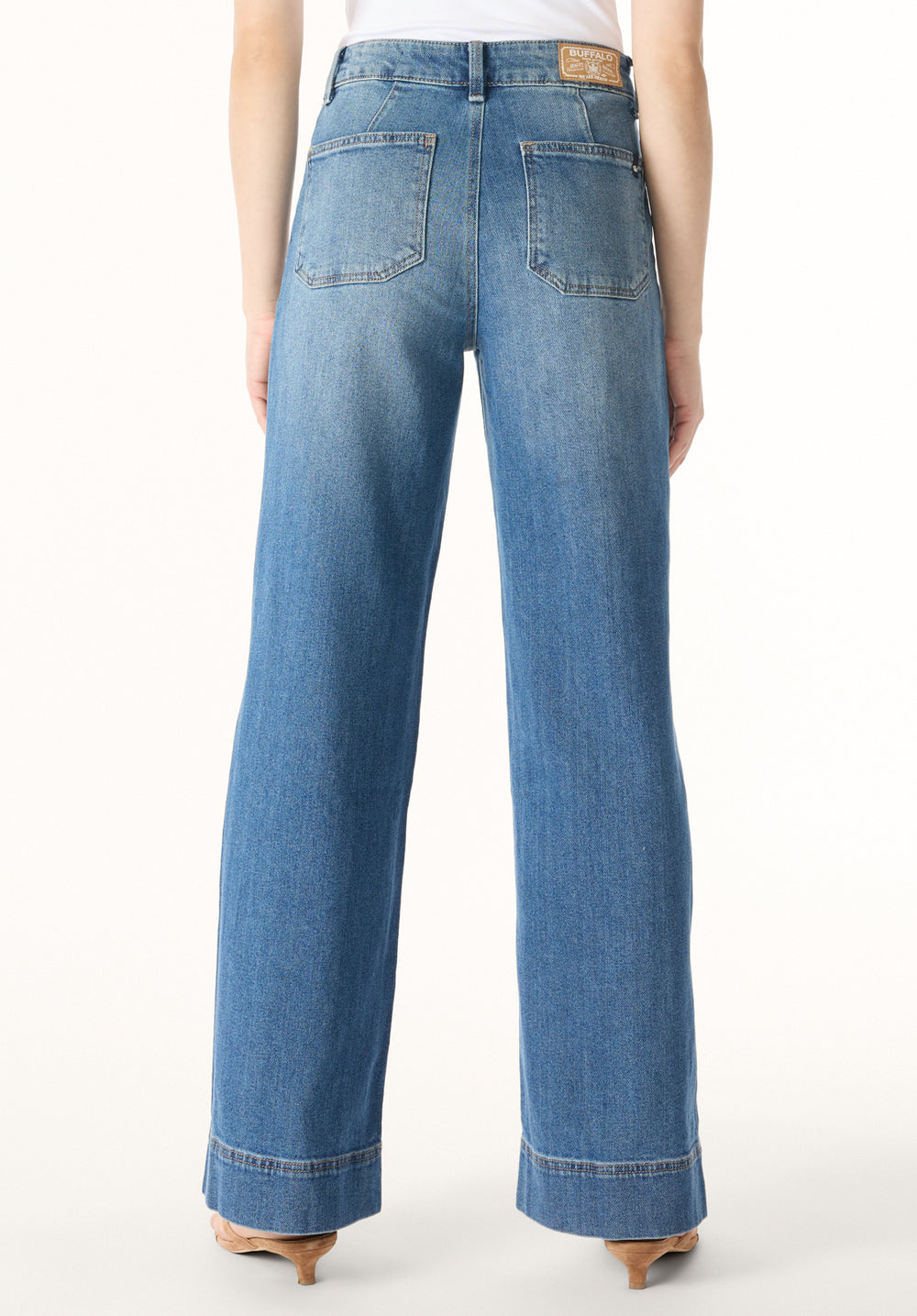 High Rise Wide Leg Addie Women's Jeans, Authentic Worn Indigo