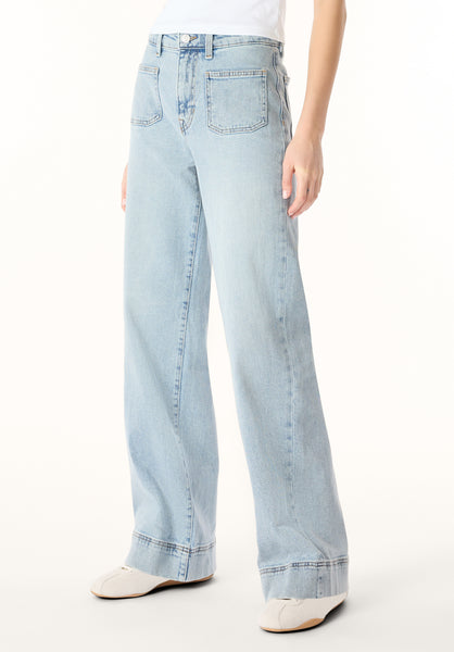 High Rise Wide Leg Addie Women's Jeans, Bleached Blue - BL16065