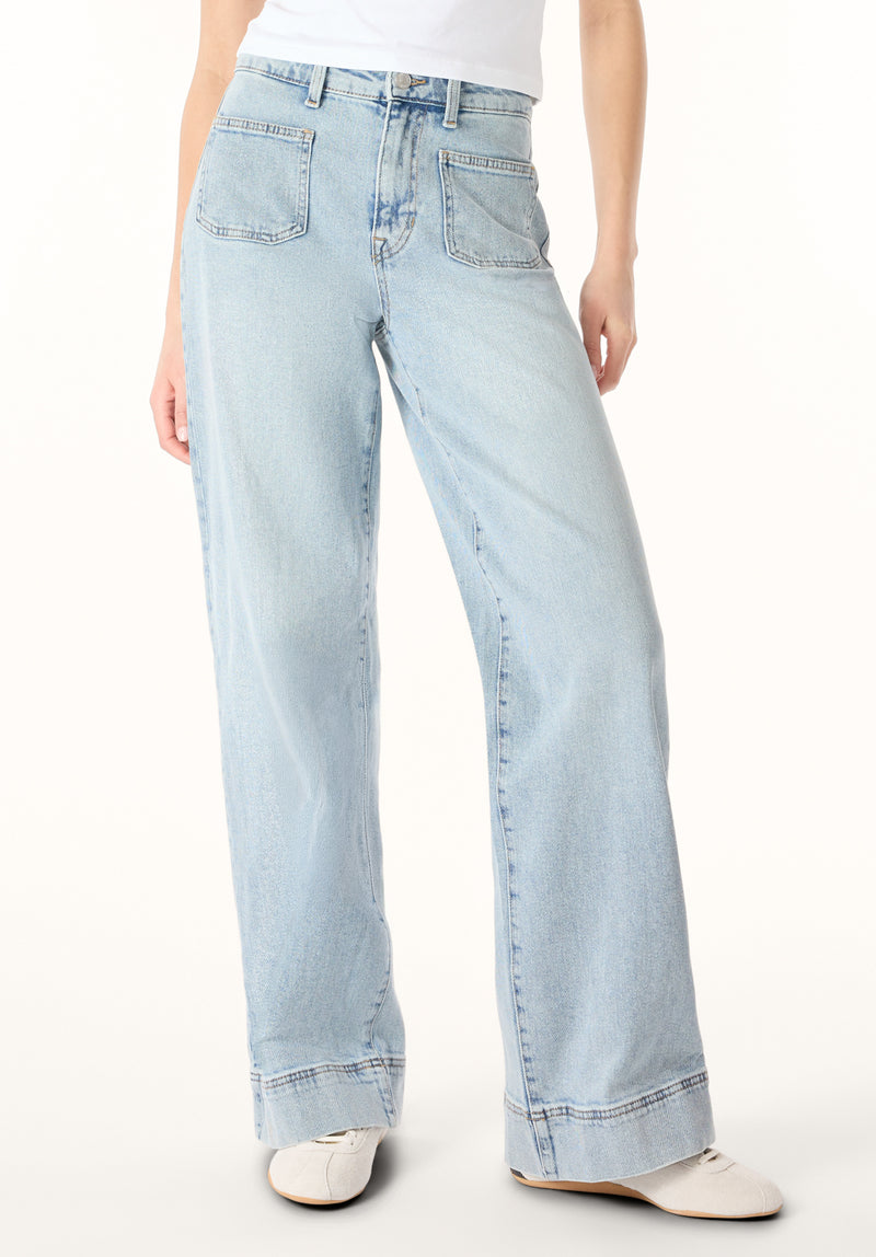 High Rise Wide Leg Addie Women's Jeans, Bleached Blue – Buffalo