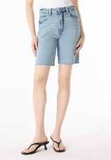 Bambi Women's High Rise Bermuda, Vintage Blue - BL16079