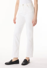 Pantalon droit taille haute Jayden pour femme, Blanc - BL16085