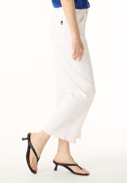 High Rise Wide Leg Cropped Addisson Women's Pants, White - BL16087