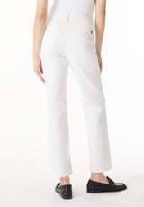 Pantalon droit taille haute Jayden pour femme, Blanc - BL16085