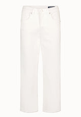High Rise Wide Leg Cropped Addisson Women's Pants, White - BL16087