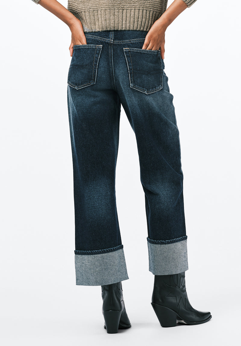 High Rise Wide Leg Cropped Addisson Women's Jeans color INDIGO