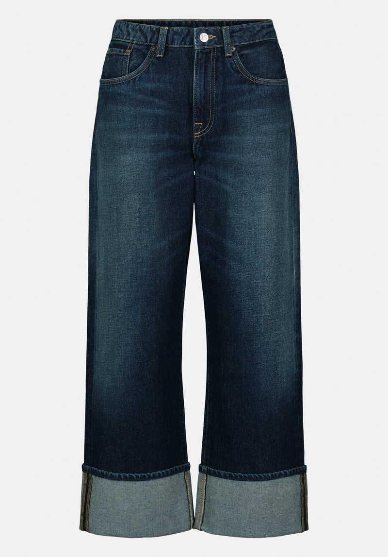 High Rise Wide Leg Cropped Addisson Women's Jeans color INDIGO