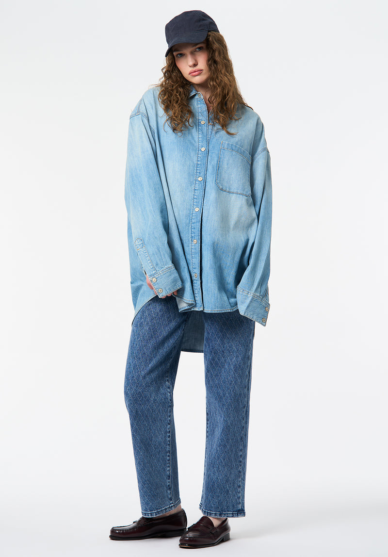 Safiya Oversized Women's Lightweight Denim Shirt color INDIGO