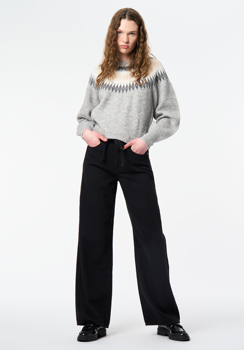 High Rise Wide Leg Alecia Women's Pants color BLACK