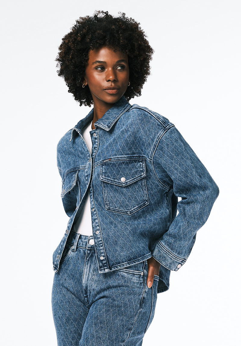 Tessa Women's Boxy Denim Jacket color INDIGO