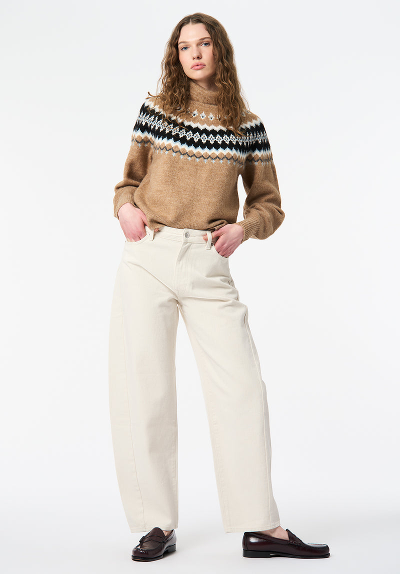 High Rise Barrel Barbara Women's Pants color ECRU