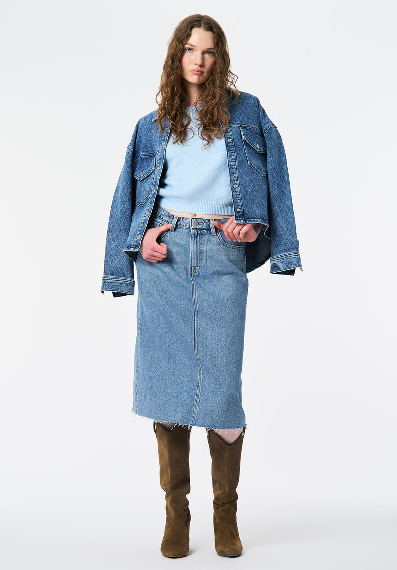 Mid Length Skirt Sally color INDIGO