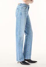 Jean Mariah pour femme coupe droite taille mi-haute, délavage vintage – BL16205
