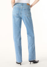 Jean Mariah pour femme coupe droite taille mi-haute, délavage vintage – BL16205