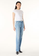 Jean Mariah pour femme coupe droite taille mi-haute, délavage vintage – BL16205