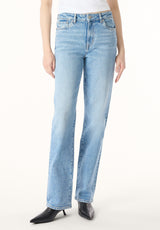 Jean Mariah pour femme coupe droite taille mi-haute, délavage vintage – BL16205
