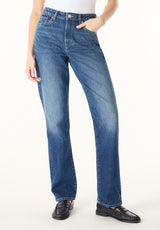 Mariah Women’s Mid Rise Straight Jeans, Authentic Wash - BL16208