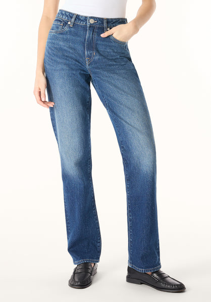 Mariah Women’s Mid Rise Straight Jeans, Authentic Wash - BL16208