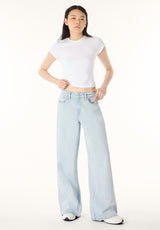 Amelia Women’s Mid Rise Wide Leg Jeans, Bleached Down - BL16209