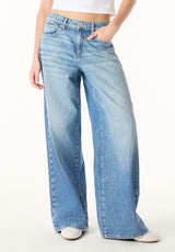 Amelia Women’s Mid Rise Wide Leg Jeans, Contrast Sanded - BL16210