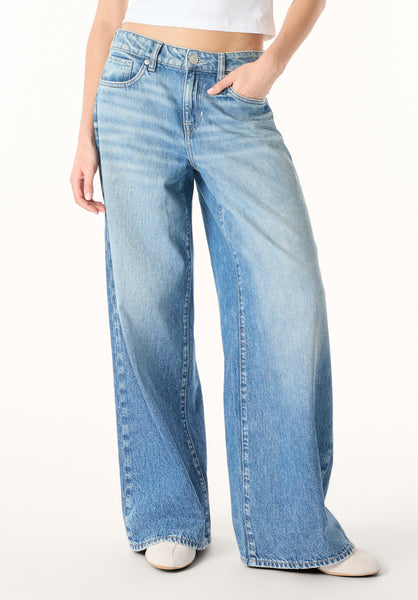 Amelia Women’s Mid Rise Wide Leg Jeans, Contrast Sanded - BL16210