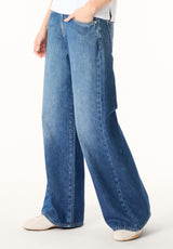 Amelia Women’s Mid Rise Wide Leg Jeans, Authentic and Sanded - BL16211