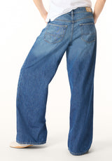 Amelia Women’s Mid Rise Wide Leg Jeans, Authentic and Sanded - BL16211