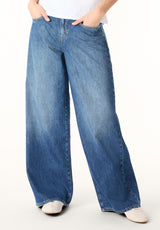 Amelia Women’s Mid Rise Wide Leg Jeans, Authentic and Sanded - BL16211