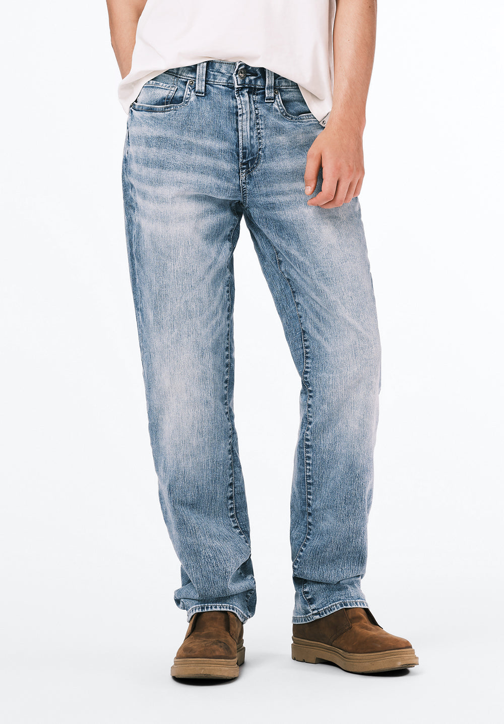 Relaxed Straight Driven Men's Jeans, Sandblasted Blue Wash